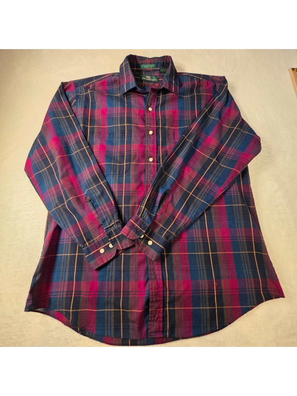**Vintage Steeplechase Mens Large Plaid Button Down Shirt